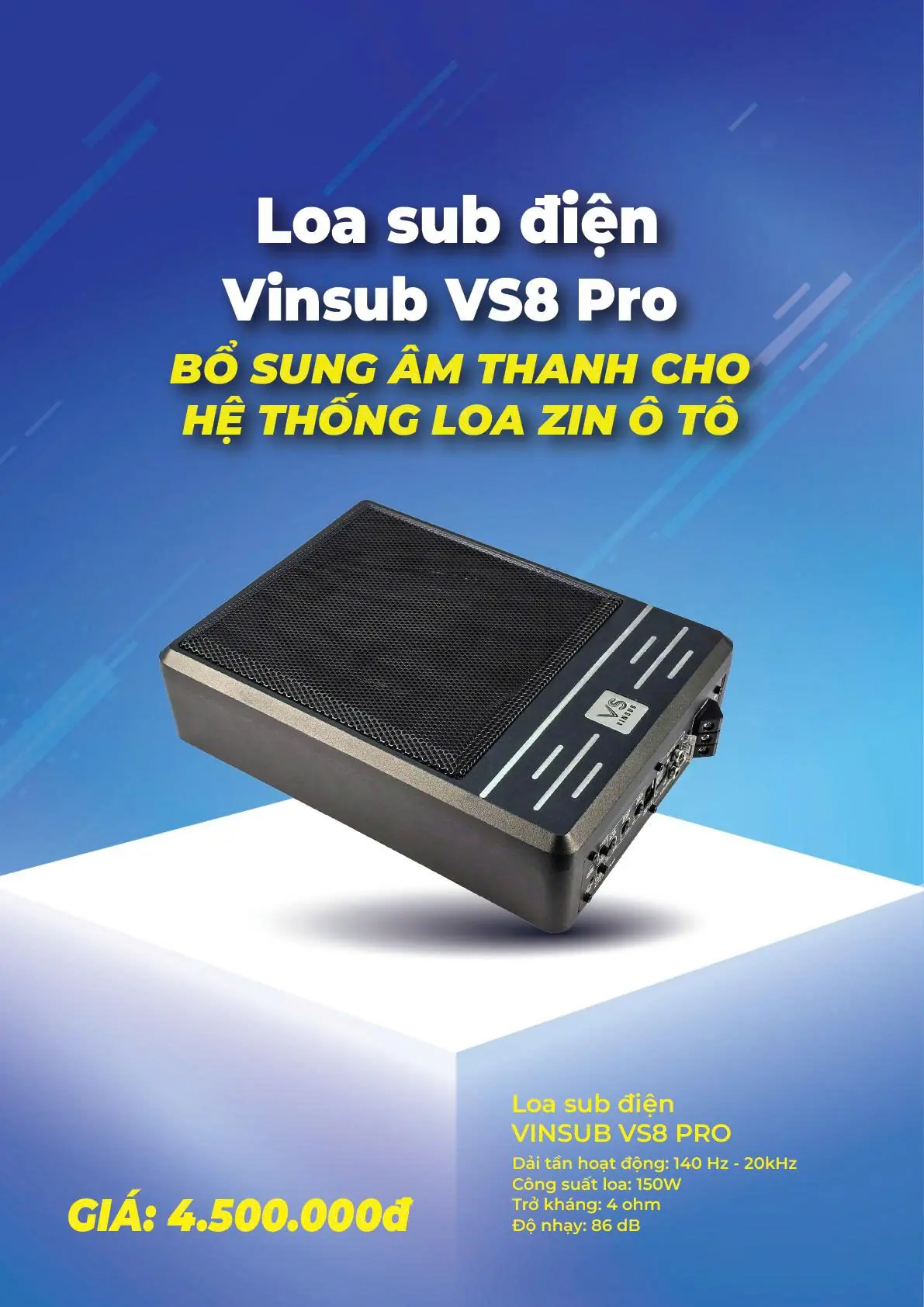 Loa sub điện gầm ghế ô tô Vinsub VS-8 Pro